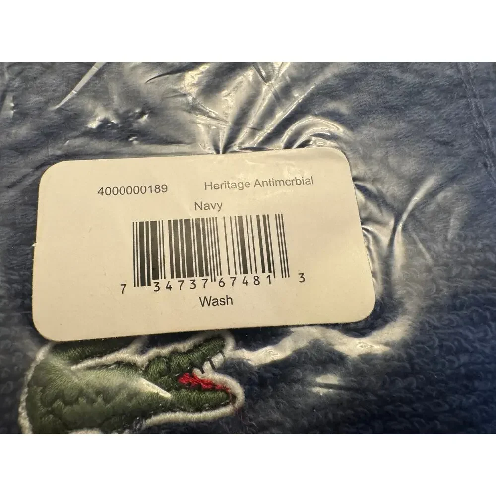 Lacoste Navy Home Heritage Antimicrobial Supima cotton washcloth 13x13 inch NIP